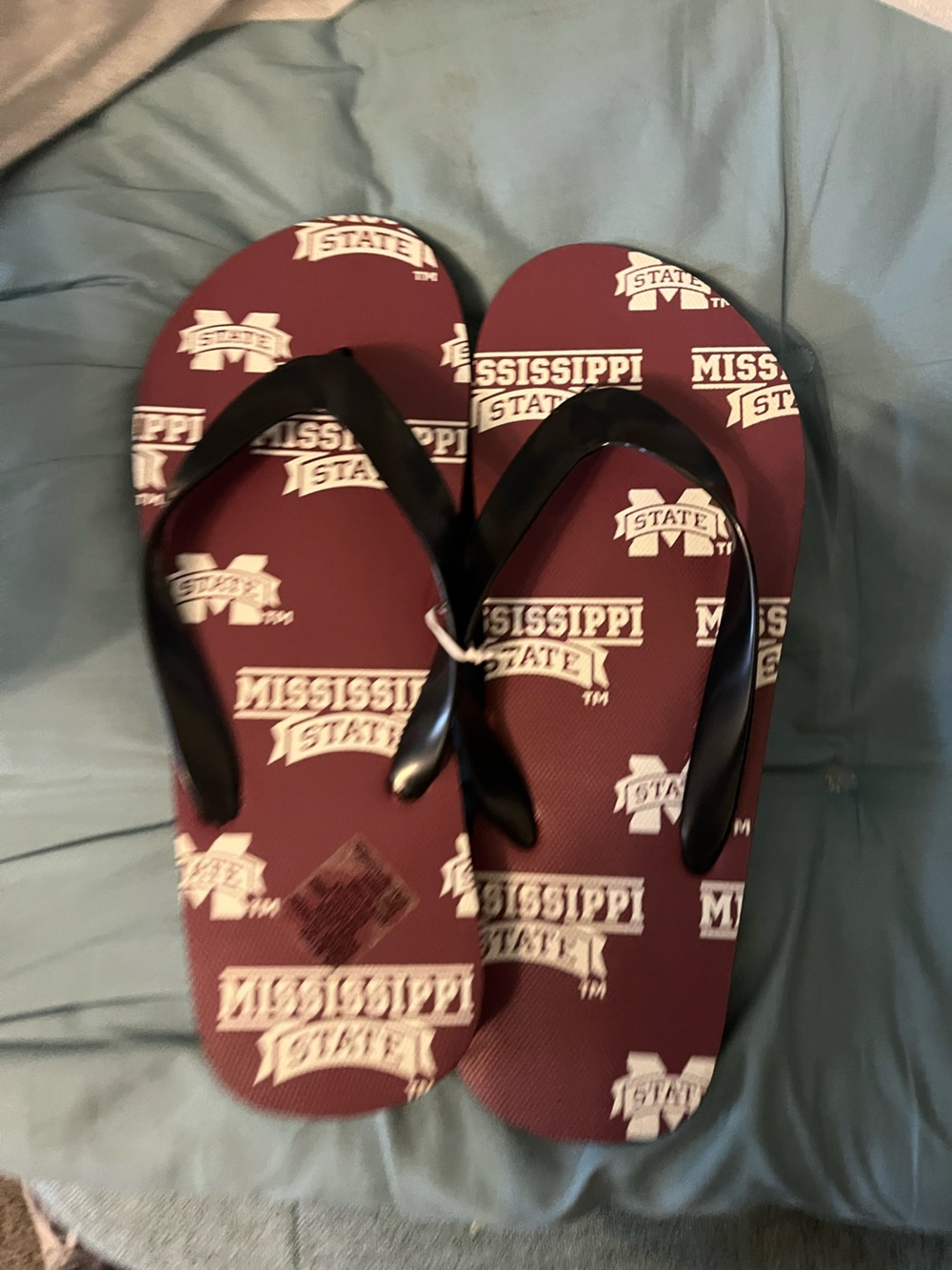 New MSU Maroon Flip Flop Sandals with Black Straps size 10